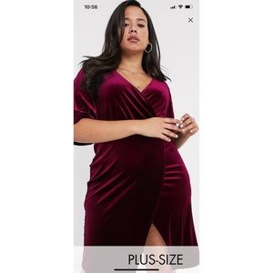 Simply Be velvet wrap dress Plus Size.